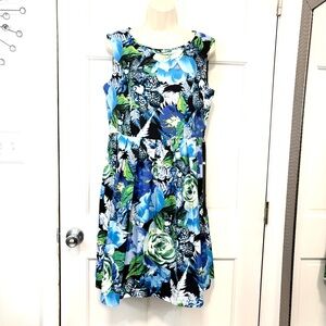 Ellen Tracy Floral A-Line Dress Size 10 Multi Sleeveless Belted Kentucky Derby
